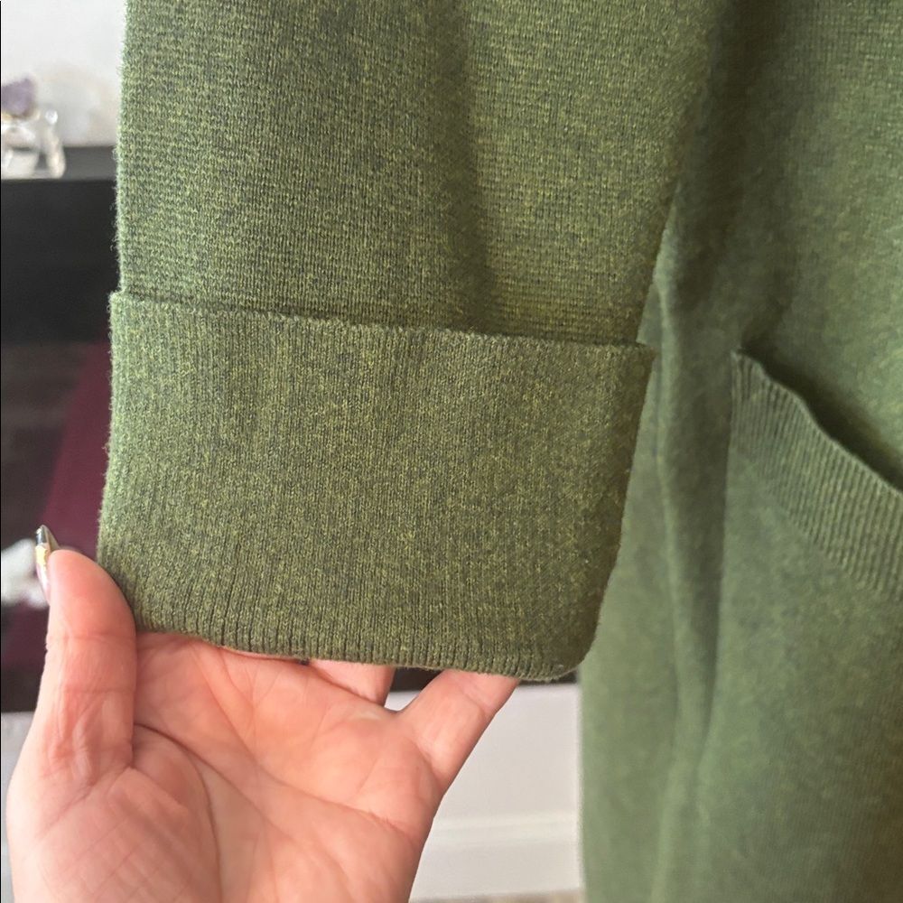 J. Crew Olive Knit Sweater open front long cardigan, S - Picture 4 of 8